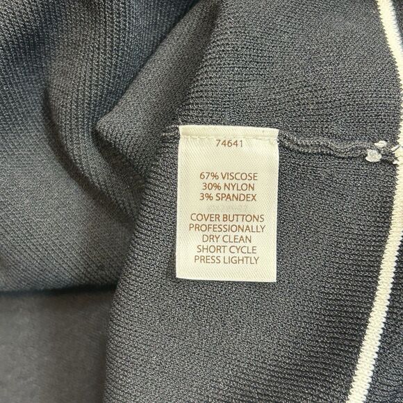 Tesori Sweater Jacket Blazer Cardigan Womens Sz L Black White Trim Button Up NOS - Picture 15 of 16